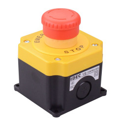 IDEC 22mm Emergency Stop Switch Control Box with Nameplate 2NO-1NC YW1B-V4E21R-Y1