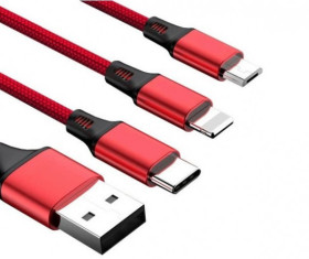 KABEL USB IPHONE 7 / 8 NYLON CZERWONY