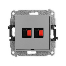 ICON Mechanizm gniazda głośnikowego podwójnego, bez pola opisowego szary mat 27IGGBO-2