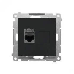 Simon 55 Gniazdo komputerowe pojedyncze RJ45 kategoria 6, z przesłoną przeciwkurzową (moduł) Czarny mat T61.01/149
