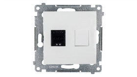 Simon 54 Gniazdo Komputerowe Pojedyncze Rj45 Kat.6 Z Przesłoną Białe D61.01/11