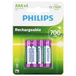 Philips 3029 AAA Rechargeable NiMH Batteries 700mAh 1.2V Pack of 4