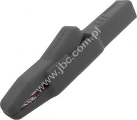 AK 2 B SW Krokodylek bezpieczny, gniazdo 4mm, rozwarcie 9,5mm, czarny, Hirschmann, 932435100, AK2BSW