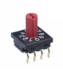 Przełącznik obrotowy, 100 mA, 5V dc, 10-położeniowy, NKK Switches