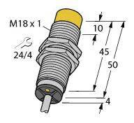 Turck Czujnik indukcyjny nie podtynkowy NPN, zamknięty NI12U-M18-AN6X
