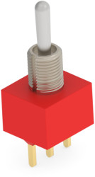 Toggle switch, metal, 2 pole, groping/latching, (On)-Off-(On), 0.4 VA/20 V AC/DC, gold-plated, 1-1825139-6