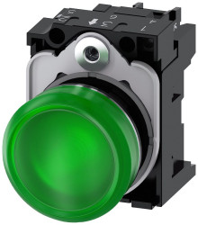 Kontrolka 24V ac/dc Zielony Siemens średnica wycięcia 22mm Montaż panelowy Śruba