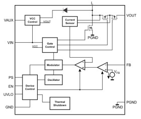 0.3-V input voltage, 5-V fixed output voltage boost converter with 1.3-A switches, 3-mm x 3-mm QF