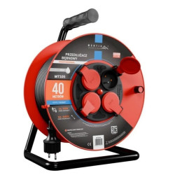 Przedłużacz bębnowy PROFESSIONAL MT105-40 4x2p+Z IP44 16A 3680W 3x1,5 40m Montis czarny