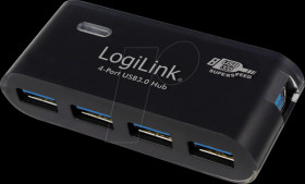 UA0170 USB 3.0 Hub, 4-Port, black, incl. Power supply