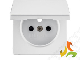 BERKER Q1./Q.3/Q.7 Płytka czołowa do gniazda z uziemieniem z przysłonami z klapką biały aksamit 3965436089 HAGER