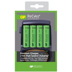 Ładowarka akumulatorków Ni-MH GP PB50 H500 + 4 x AA/R6 ReCyko+ 2700 Series 2600mAh