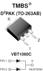 VBT1060C-M3 Dual High-Voltage Trench MOS Barrier Schottky Rectifier Ultra Low VF = 0.39 V at IF = 2.5 A