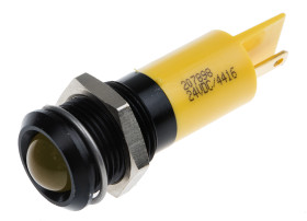 Lampka kontrolna do montażu panelowego 24V dc, Żółta 14mm LED Końcówka lutownicza RS PRO