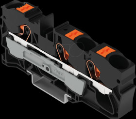 2210-1305 3-wire feed-through terminal, with pusher 10 mm², black