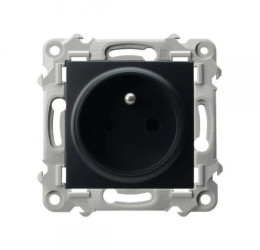SZAFIR Gniazdo pojedyncze z uziemieniem czarny metalik GP-1ZZ/m/33