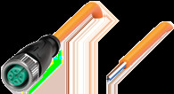 Sensor actuator cable, M12 cable socket, straight, A to open end, 4 pole, 1 m, PUR, orange, 4 A, 70128170-100132