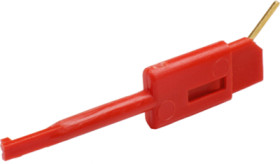 Miniature clamp test probe, red, max. 1 mm, L 35 mm, CAT O, pin 0.64 mm, 974201101