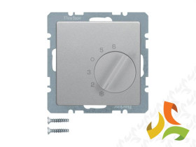 BERKER Q.1/Q.3/Q.7 Regulator temperatury pomieszczenia ze stykiem zmiennym i elementem centralnym aluminium aksamit lakierowany
