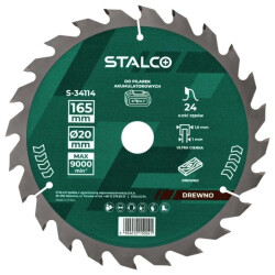 Piła tarczowa do drewna 165x24tx20mm STALCO S-34114