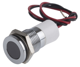 Lampka kontrolna do montażu panelowego 220V ac, biała 14mm LED Chrom Wyprowadzenia RS PRO