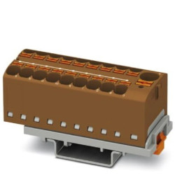 Blok rozdzielczy PTFIX 10/18X4-NS35 BN, brązowe złącze przemysłowe - 18 punktów przyłączeniowych o przekroju 4mm2