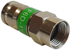 Wtyk antenowy F kompresyjny PCT zielony na przewód Triset-113 TC6 Trishield 3SH75