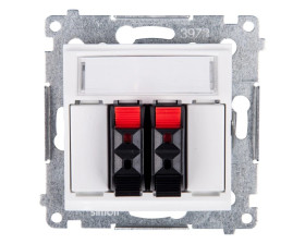 Simon 54 Gniazdo głośnikowe podwójne białe DGL32.01/11