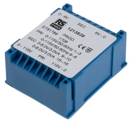 Transformator do druku 2 x 6V ac 115 → 230V ac 2 wyjścia Do montażu na płytce drukowanej 6VA