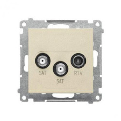 Simon 55 Gniazdo antenowe satelitarne podwójne SAT-SAT-RTV (moduł). 2x Wejście: 5 MHz÷2,4 GHz Szampański mat TASK2.01/144