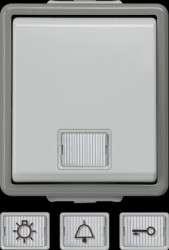 Surface mounted moist room pushbutton, gray, 230 V (AC), 10 A, IP44, 5TD4701