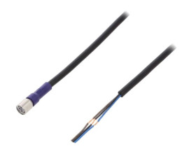 Przewód przyłączeniowy o długości 2m, gwincie M8, liczbie -PINów 3, maksymalnym prądzie 0,5A XS3FLM8PVC3S2M