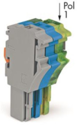 1-wire female connector, 3 pole, pitch 5.2 mm, straight, gray/blue/green-yellow, 2022-103/000-038/999-953