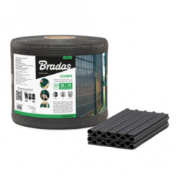 Taśma ogrodzeniowa balkonowa szara 19cm x 36m klipsy BRADAS TOB2001936GY