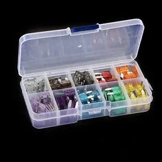 Pudełko z 120 małymi bezpiecznikami od 2A do 35A z klipsem, cynkowa skrzynka z bezpiecznikami samochodowymi.