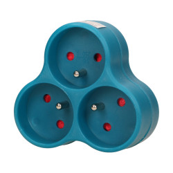 Rozgałęźnik 3x2P+Z. turkusowy OR-AE-13134/T