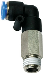 Złączka pneumatyczna wtykowa kątowa przedłużona R 1/2 GZ do węża fi 10 mm, tworzywo sztuczne