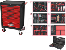 897.7598 Workshop trolley, 7 drawers, 598 tools