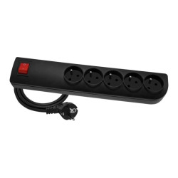 Przedłużacz przeciwprzepięciowy 5-gniazd z/u 1,5m czarny PSF3-501-2