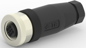 Jack, 5 pole, screw connection, screw locking, straight, T4110001051-000