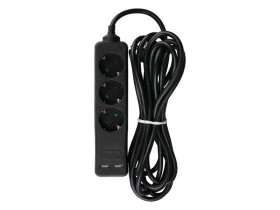 VT-1125-5 Przedłużacz mieszkaniowy 3 gniazda z portem 2xUSB 3x1.5 X 5M czarny 8777 V-TAC