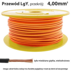 Przewód instalacyjny miedziany wielożyłowy LgY 4.00mm, linka, pomarańczowy, 1mb
