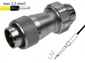 Wtyk przemysłowy; 4 piny; przewód 2,5mm2; 25A