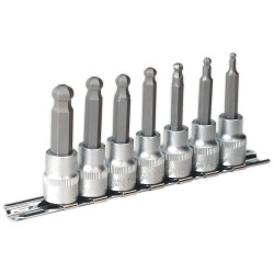Sealey AK621 Hex Ball-end Socket Bit Set 7pc Metric 3/8"sq Drive 62mm
