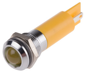 Lampka kontrolna do montażu panelowego 230V ac, Żółta 12mm LED Chrom RS PRO
