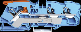 2110-1304 3-wire feed-through terminal, with lever, 10 mm², blue