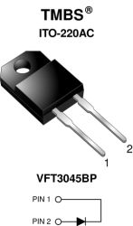 VFT3045BP Trench MOS Barrier Schottky Rectifier for PV Solar Cell Bypass Protection Ultra Low VF = 0.30 V at IF = 5 A