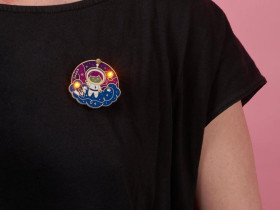 Adafruit Space Girl Badge Soldering Kit by Maker Queen