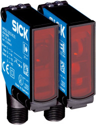 Czujniki fotoelektryczne w obudowie prostokątnej SICK Przełącznik światła/światła ciemnego, PNP zakres 0 → 20 m.
