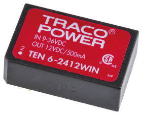 Przetwornica DC-DC, 6W, Uwe 9 → 36 V DC, Uwy 12V dc, Iwy 500mA Nie, TRACOPOWER Nie